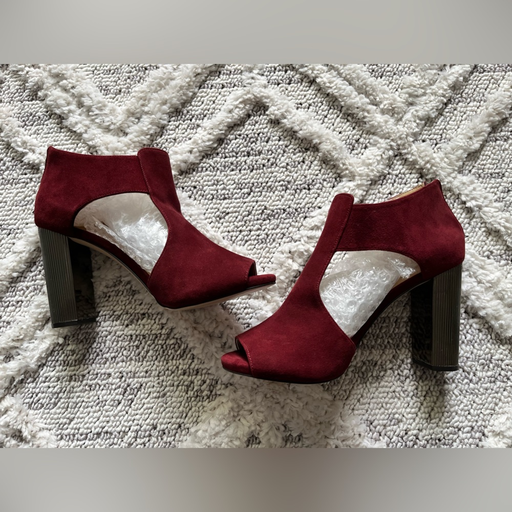 Michael Kors Suede Open-Toe Metallic Heel